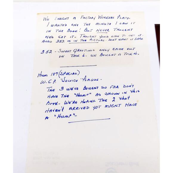 Signed 1983 No 1 Price Guide to M.I. Hummel 2nd Ed & Hand Written Letters - Picture 4 of 7